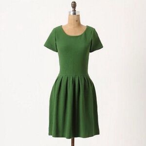 Ganni x Anthropologie Scoop Neck Textured Fit & Flare Dress, Green, Party - Sz M